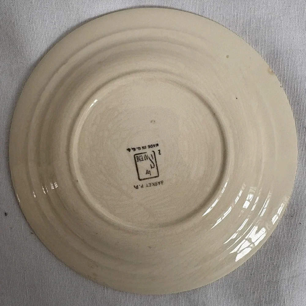 Salem China‎ Co Basket Cross Stitch Vintage 4pc Set Handled Plate Bowls Cream